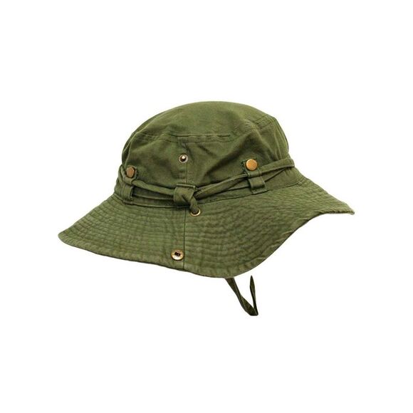 Safari Style Cotton Hat With Chin Cord & Side Snaps - Picture 9 of 9